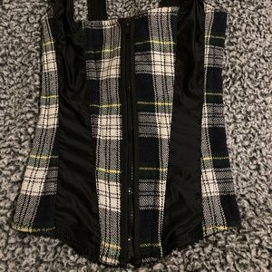 Multicolored Polyester Zip up Corset